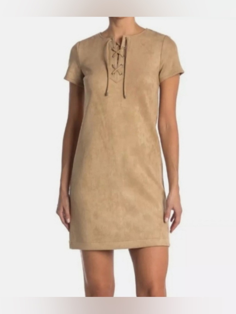Tommy Hilfiger Fawny Suede Like Tan Shift Dress Sz 14 NWOT